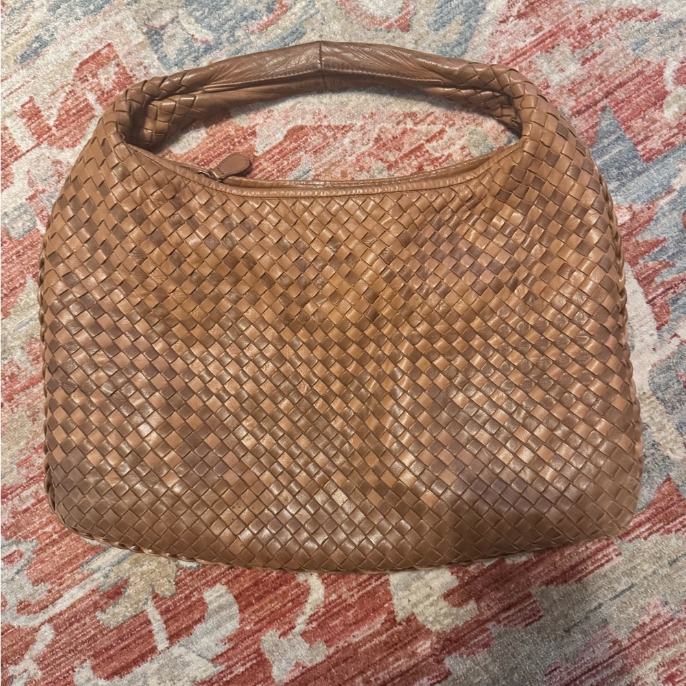 Bottega Veneta Tan Woven Shoulder Bag